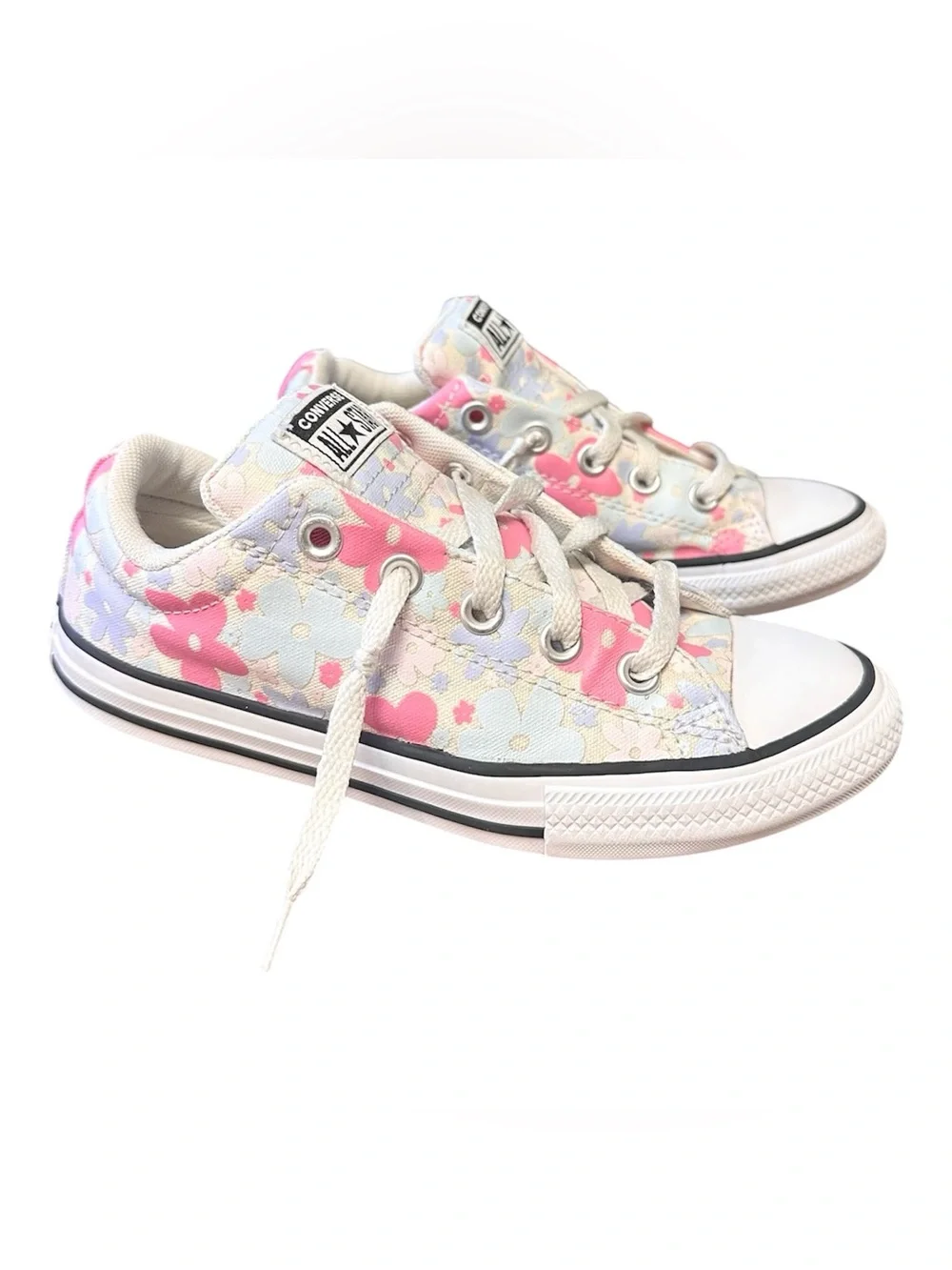 Converse Girls Size 3 Street Ox low-top sneakers floral print pink blue